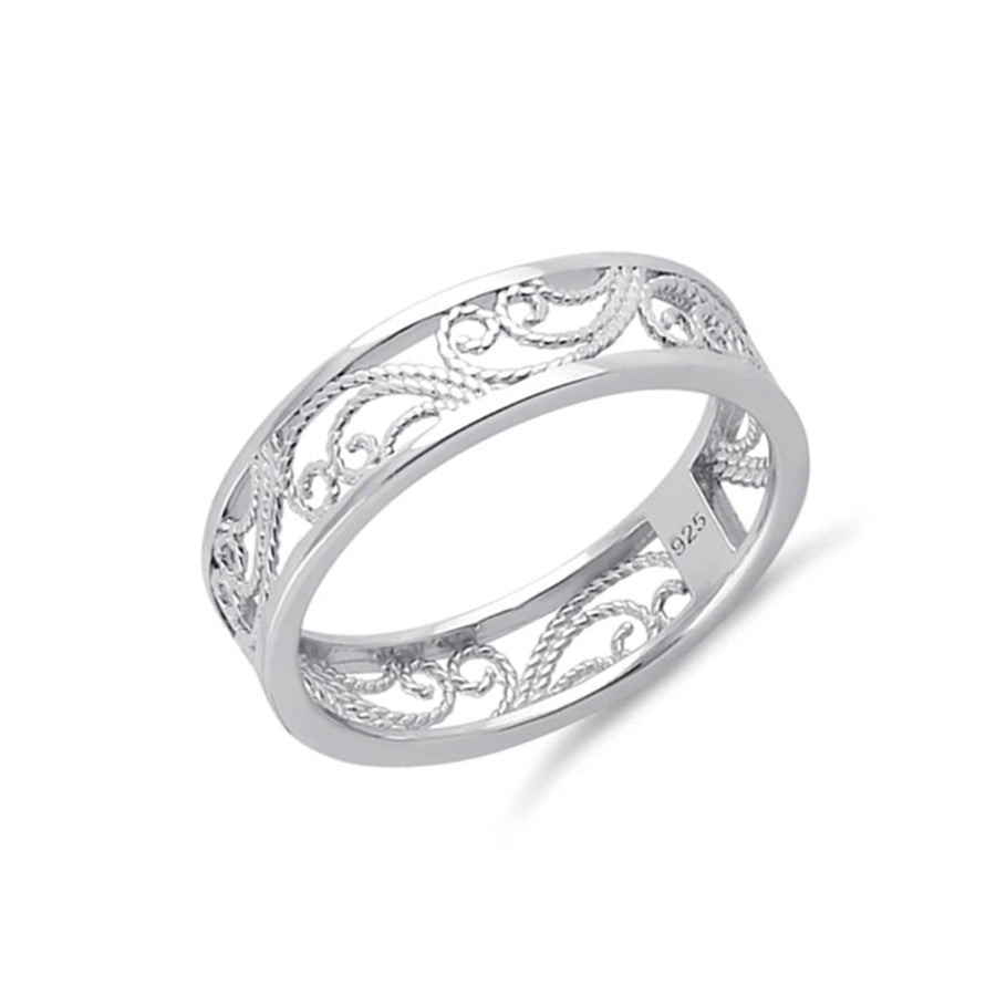 Filigree Scroll Band Ring - Sterling Silver