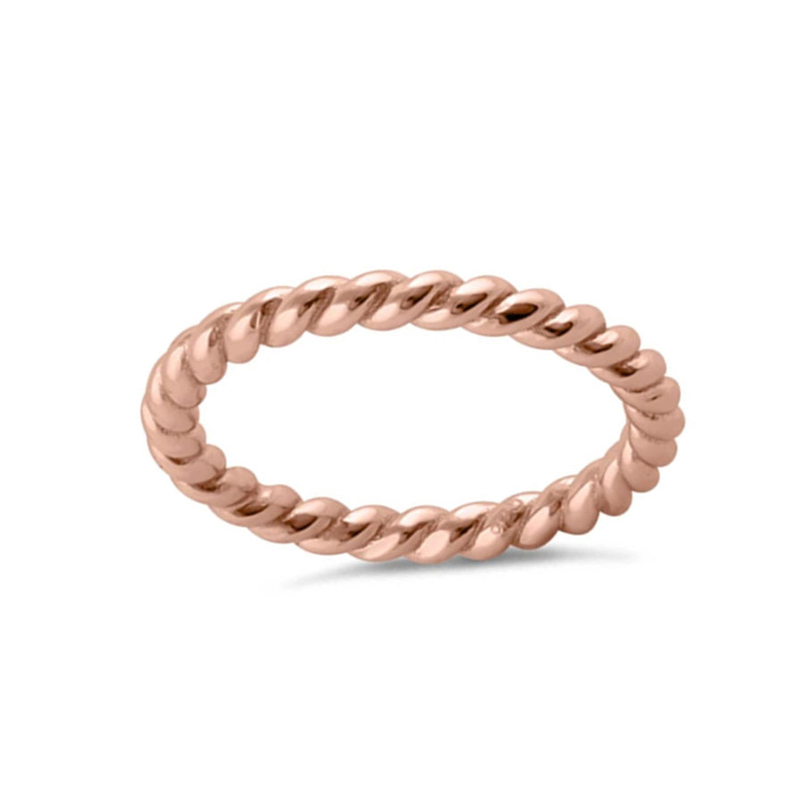 Twisted Rope Ring -Sterling Silver Rose Plated