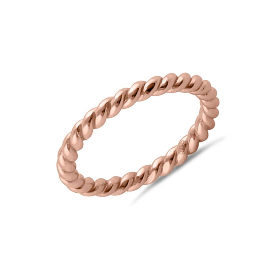 Twisted Rope Ring -Sterling Silver Rose Plated