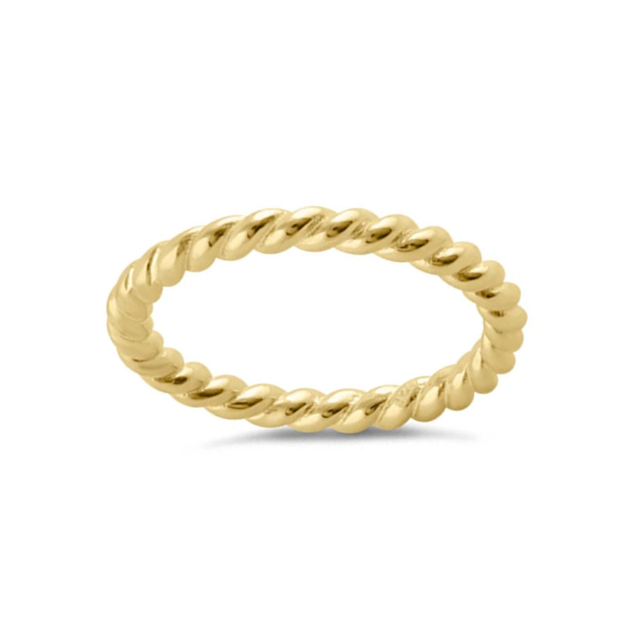 Twisted Rope Ring - Sterling Silver Gold Plated