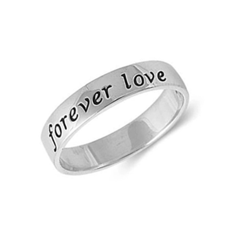 "Forever Love" Engraved Band Ring - Sterling Silver