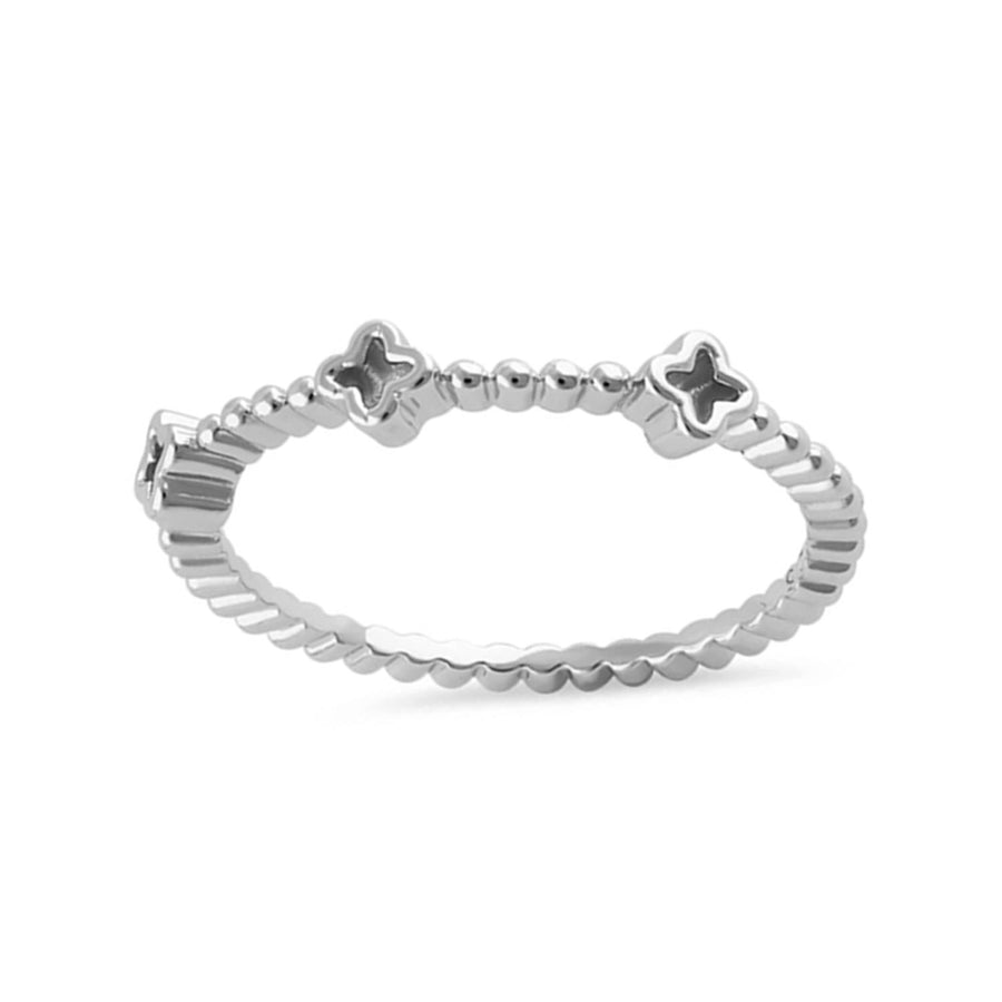 Beaded Floral Stack Ring - Sterling Silver