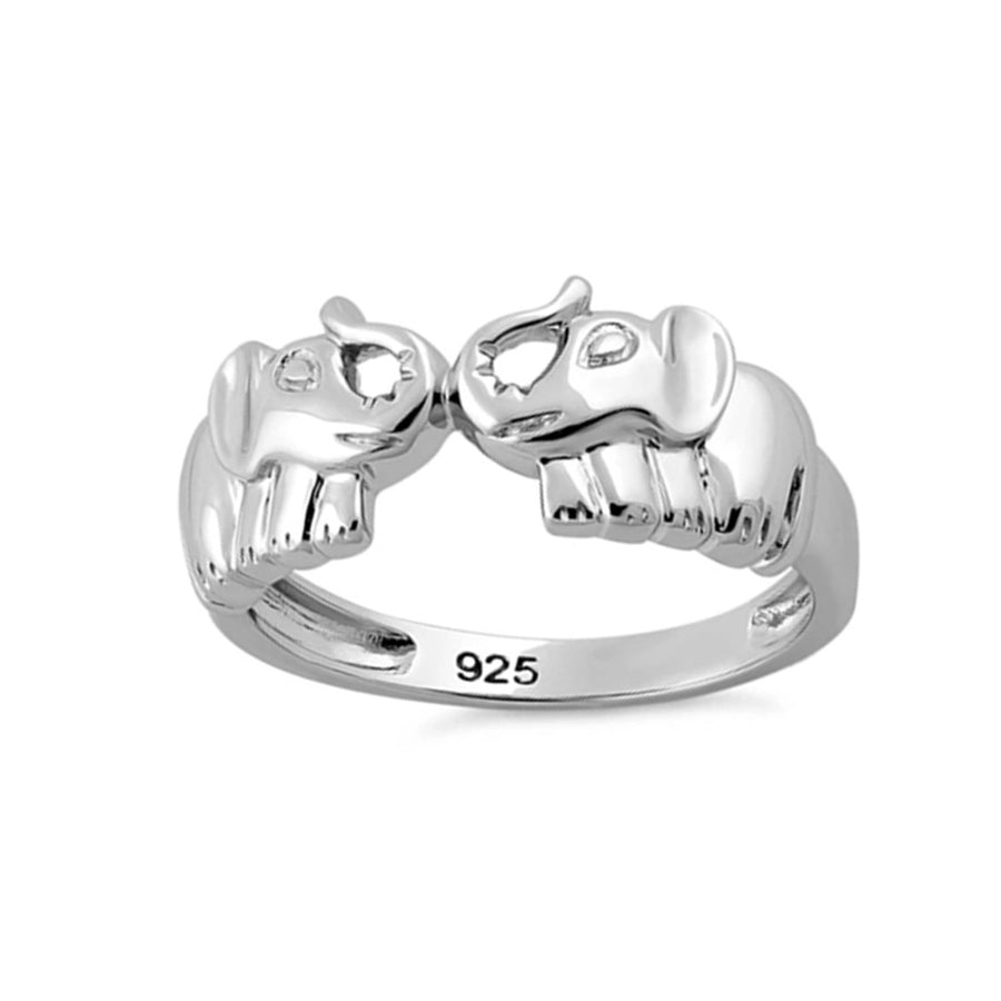 Elephant Animal Motif Band Ring - Sterling Silver