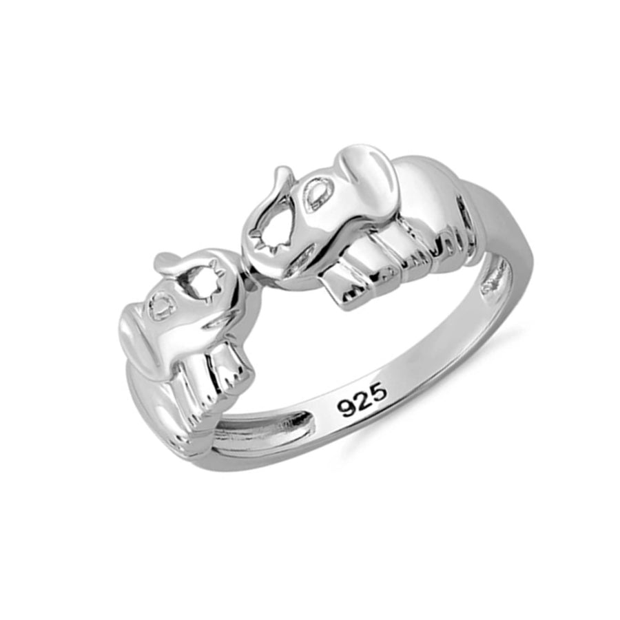 Elephant Animal Motif Band Ring - Sterling Silver