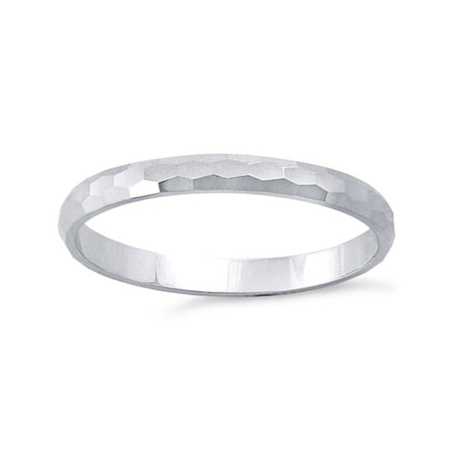 Thin Hammered Band Ring - Sterling Silver