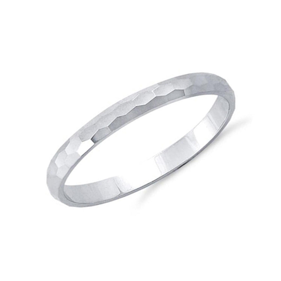 Thin Hammered Band Ring - Sterling Silver