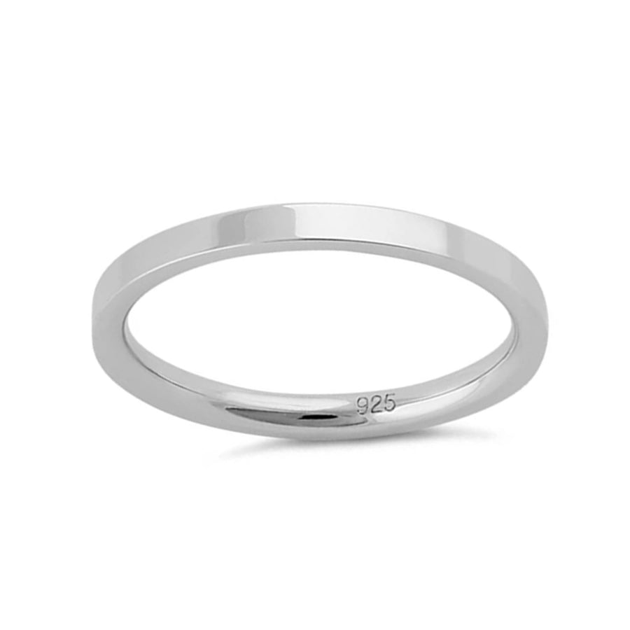Slim Plain Stackable Band Ring - Sterling Silver