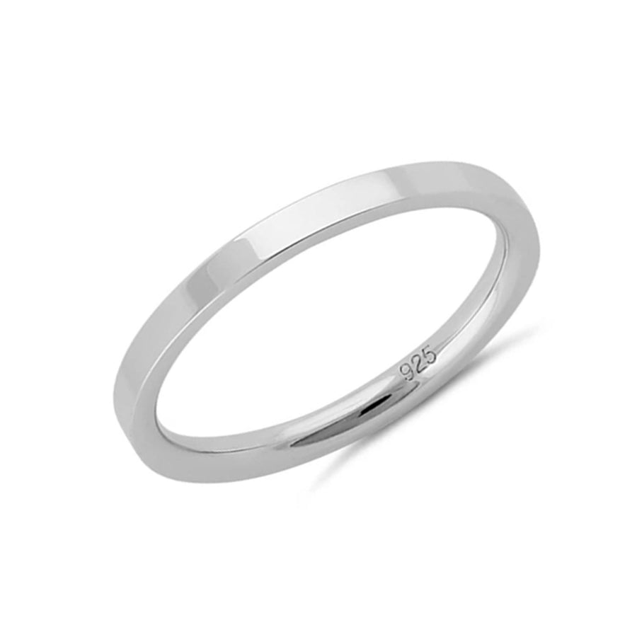 Slim Plain Stackable Band Ring - Sterling Silver