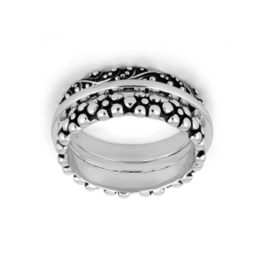 3-Piece Stackable Ring Oxidized Boho Design - Sterling Silver