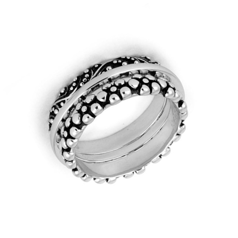 3-Piece Stackable Ring Oxidized Boho Design - Sterling Silver