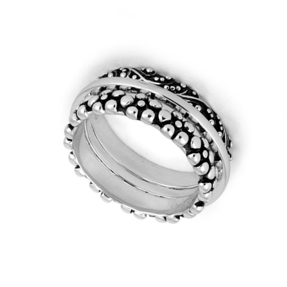 3-Piece Stackable Ring Oxidized Boho Design - Sterling Silver – Kimaya INC