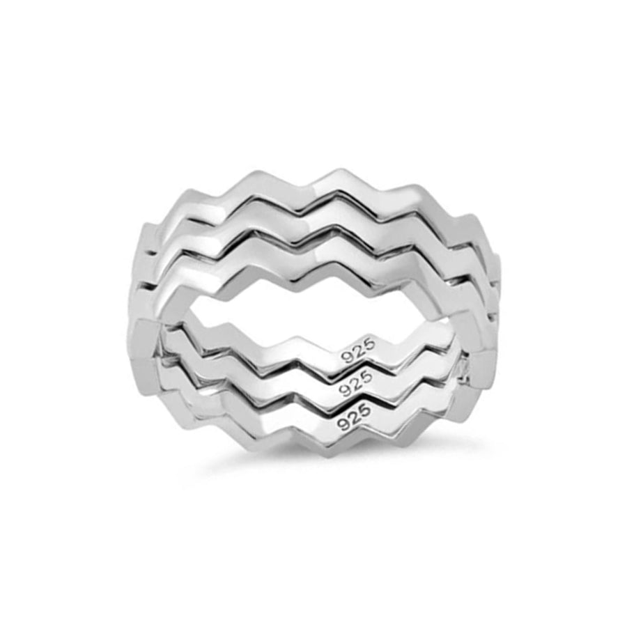 Triple Chevron Stacking Ring - Sterling Silver