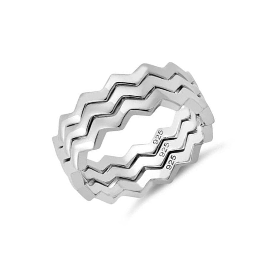 Triple Chevron Stacking Ring - Sterling Silver