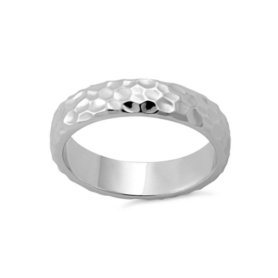 Honeycomb Texture Band Ring - Sterling Silver