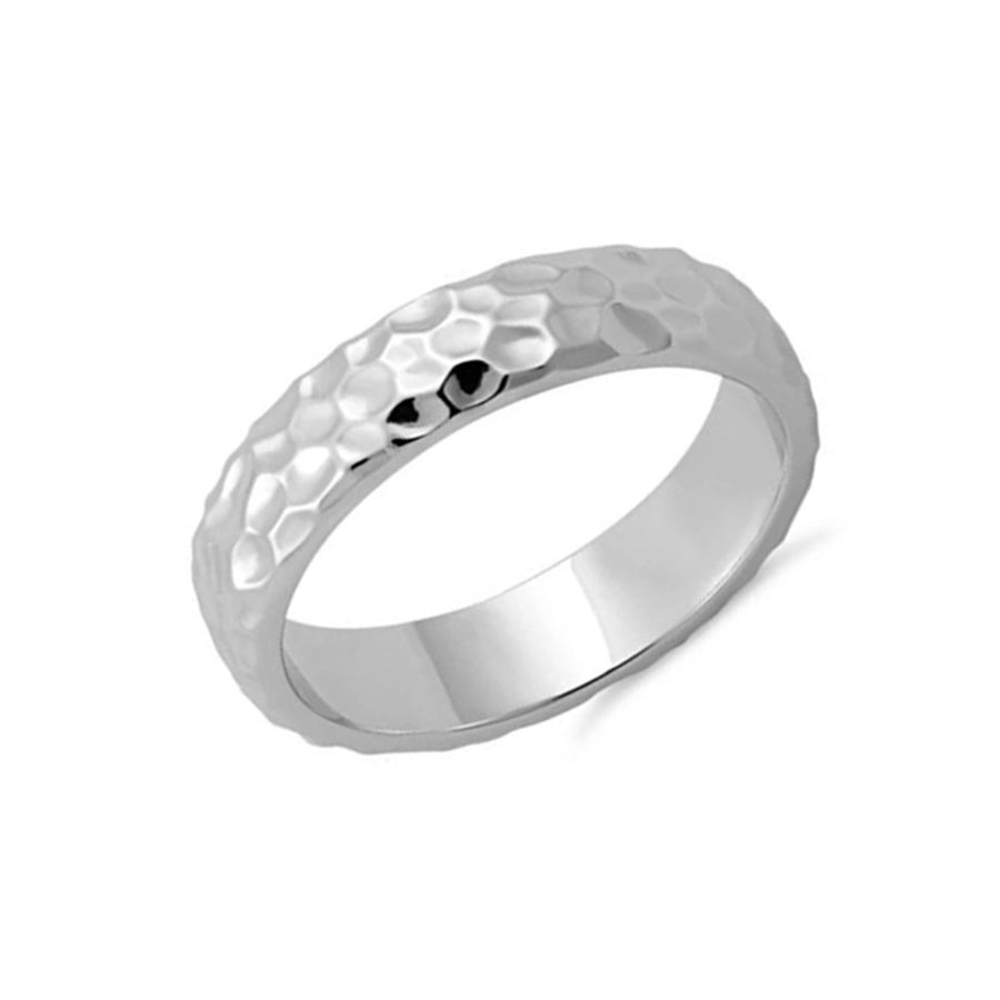 Honeycomb Texture Band Ring - Sterling Silver