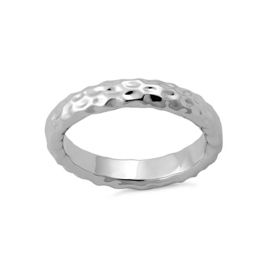 Hammered Texture Band Ring - Sterling Silver