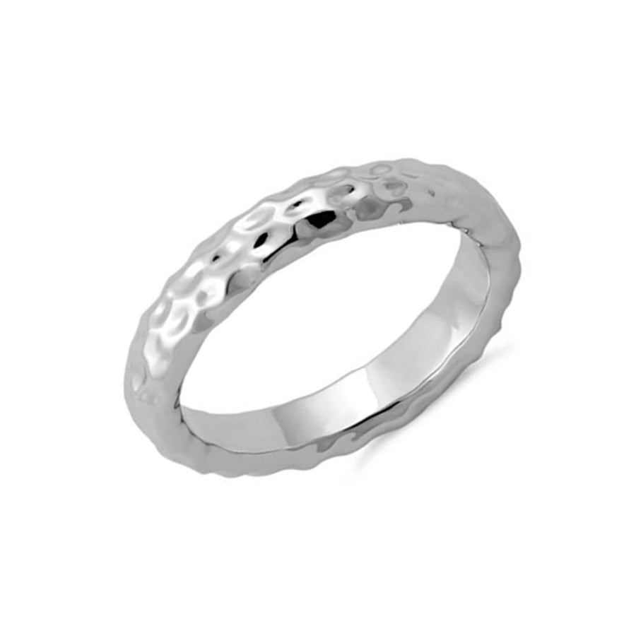 Hammered Texture Band Ring - Sterling Silver