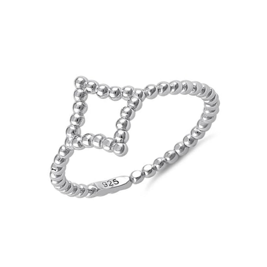 Beaded Geometric Ring - Sterling Silver