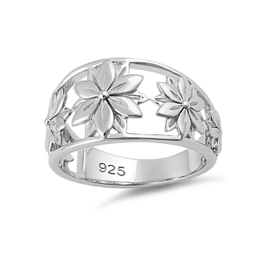Openwork Floral Band Ring - Sterling Silver