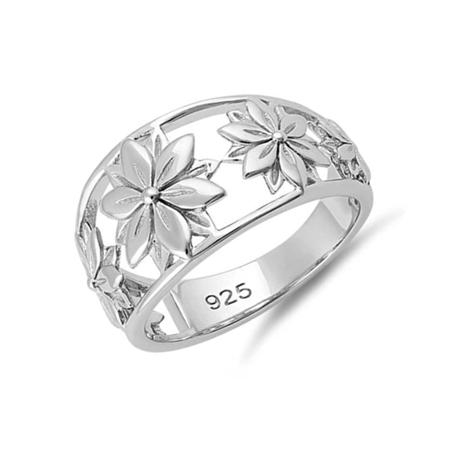 Openwork Floral Band Ring - Sterling Silver