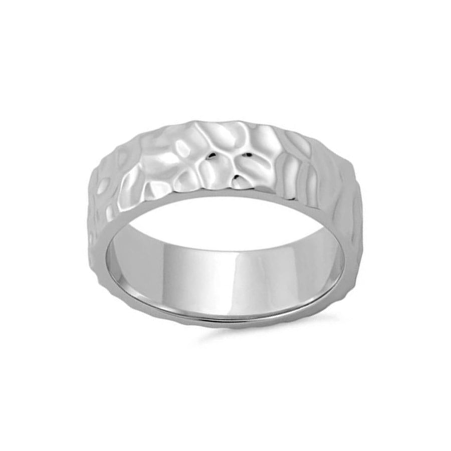Hammered Texture Band Ring - Sterling Silver