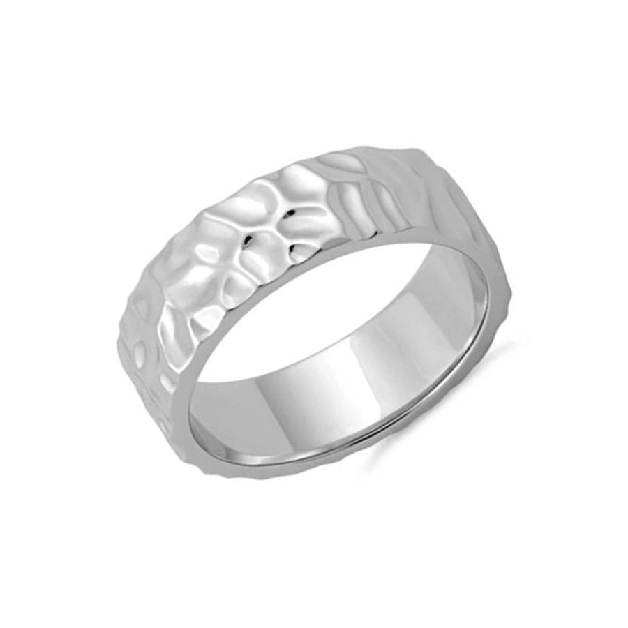 Hammered Texture Band Ring - Sterling Silver