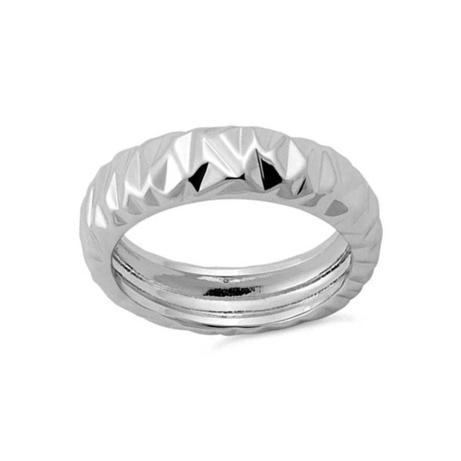 Faceted Dome Band Ring - Sterling Silver