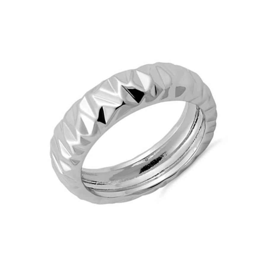 Faceted Dome Band Ring - Sterling Silver