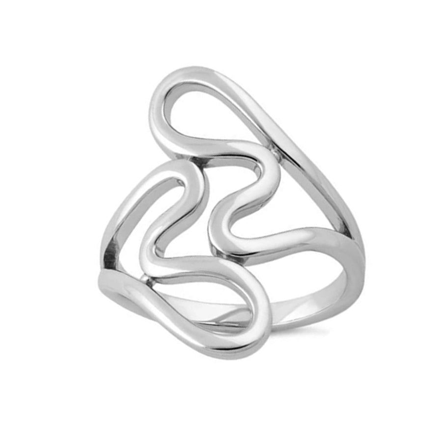Abstract Wavy Open Ring - Sterling Silver