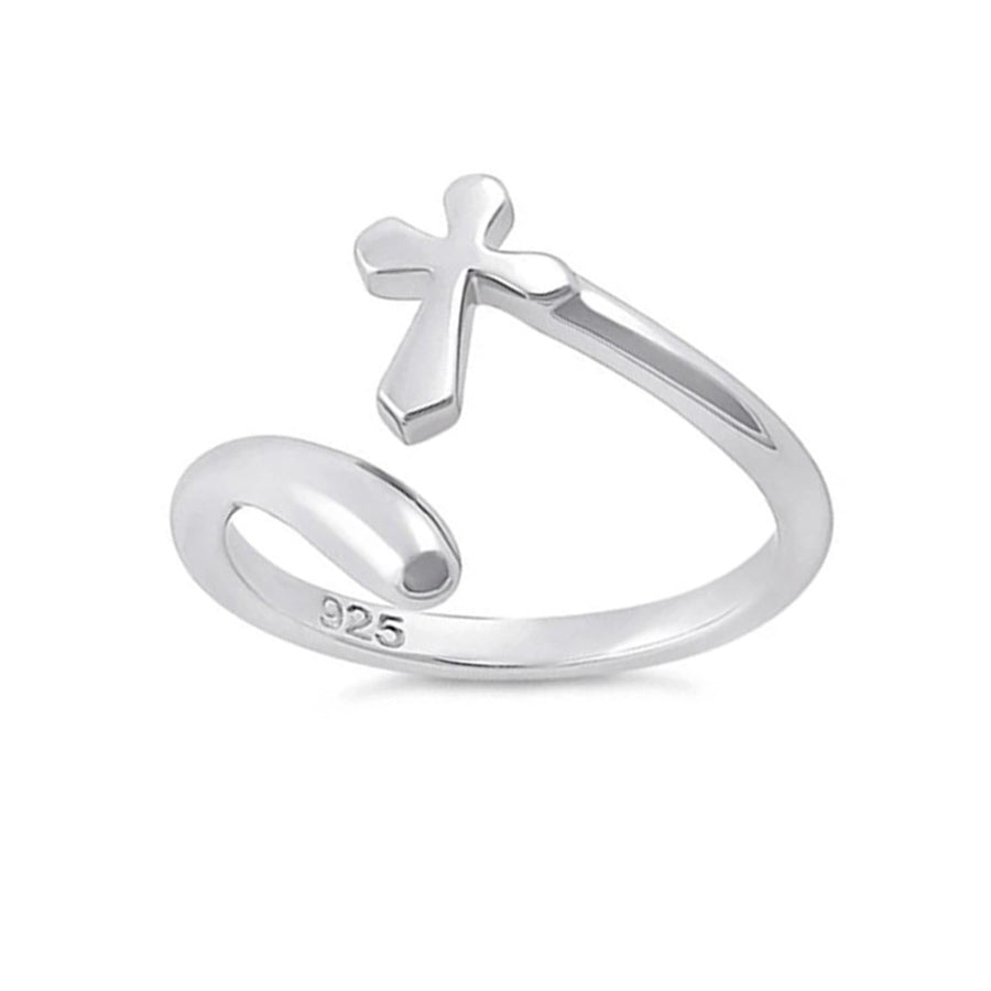 Adjustable Cross Wrap Ring - Sterling Silver