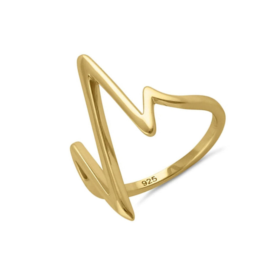 Modern Pulse Heartbeat Ring - Sterling Silver Gold Plated