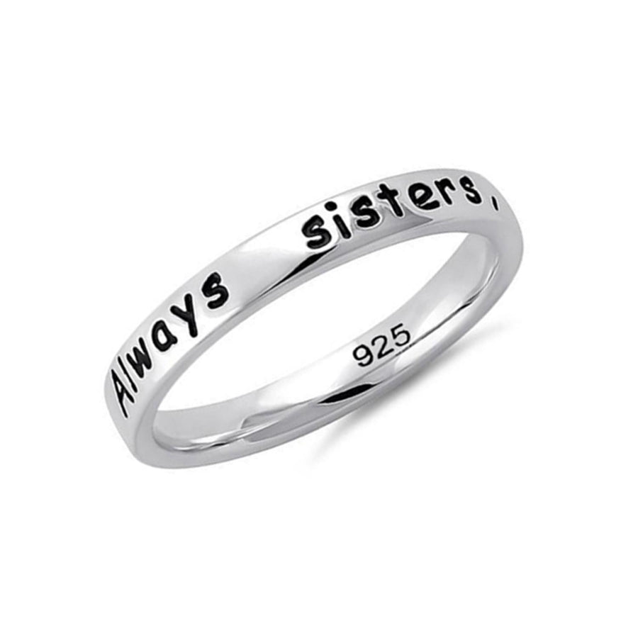 "Always Sisters" Engraved Ring - Sterling Silver