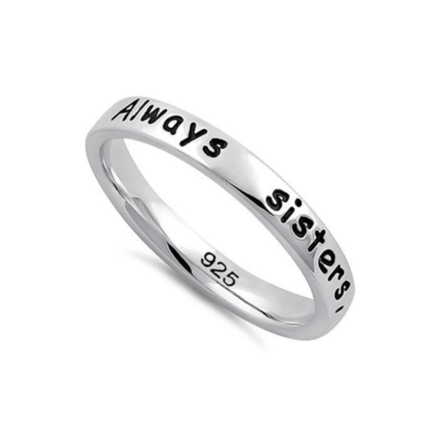"Always Sisters" Engraved Ring - Sterling Silver