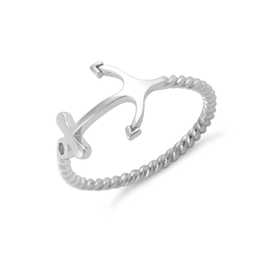 Twisted Band Anchor Ring - Sterling Silver