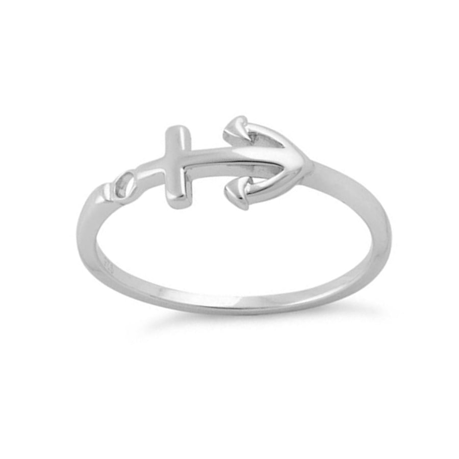 Dainty Anchor Ring - Sterling Silver