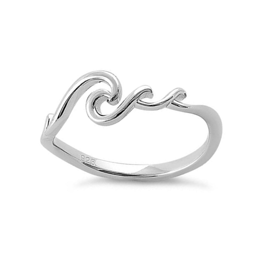 Ocean-Inspired Minimalist Wave Ring – Sterling Silver