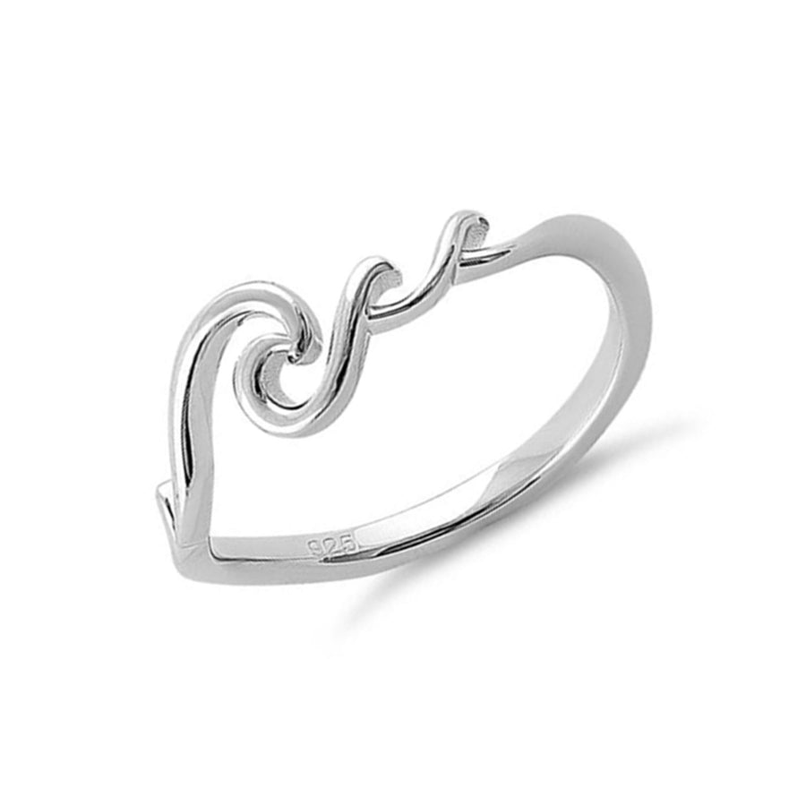 Ocean-Inspired Minimalist Wave Ring – Sterling Silver