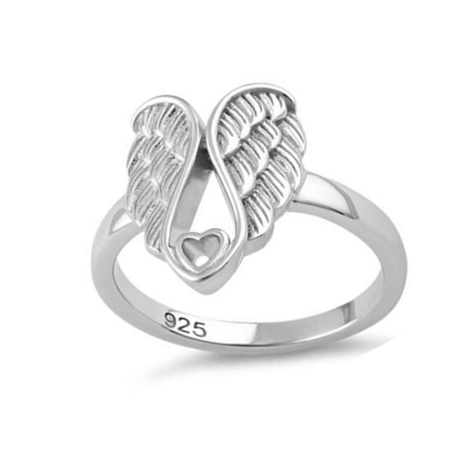 Angel Wings Heart Ring - Sterling Silver