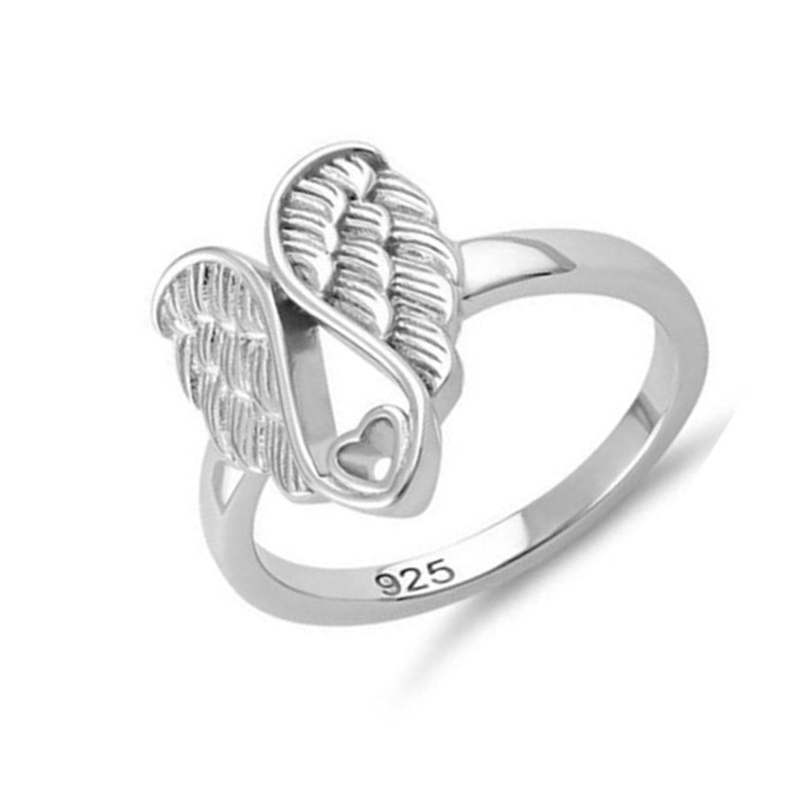 Angel Wings Heart Ring - Sterling Silver