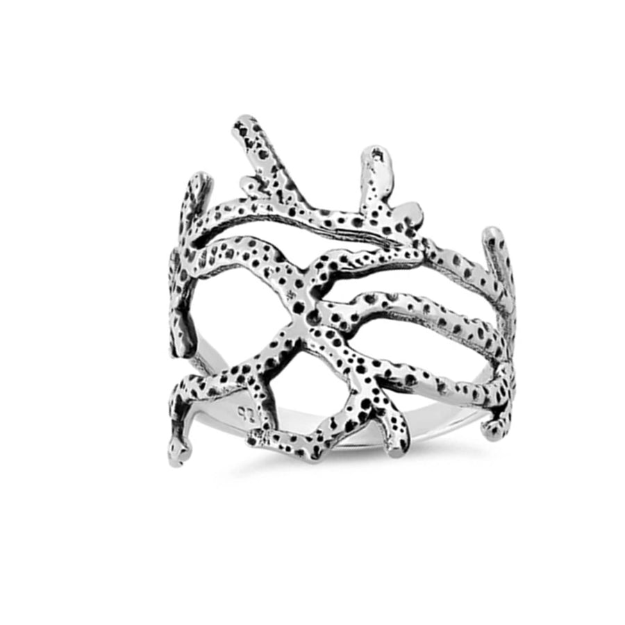 Openwork Coral Texture Ring - Sterling Silver