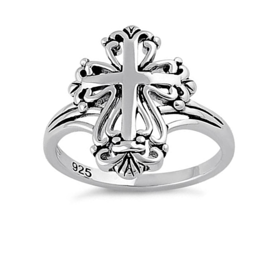 Faith-Inspired Religious Cross Ring - Sterling Silver