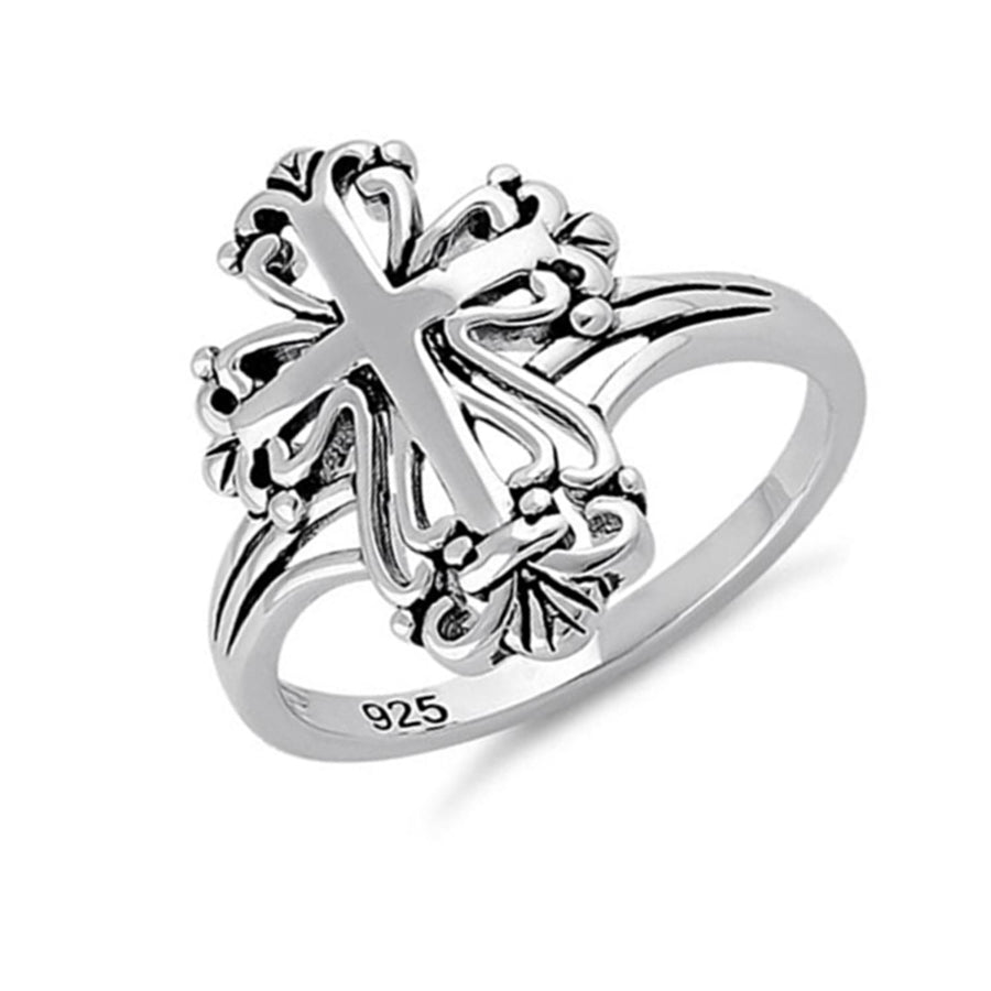 Faith-Inspired Religious Cross Ring - Sterling Silver