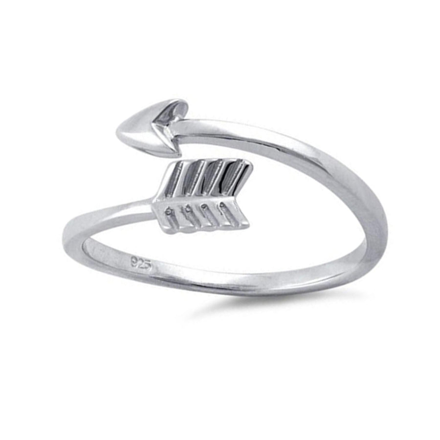 Open Arrow Symbolic Adjustable Ring - Sterling Silver