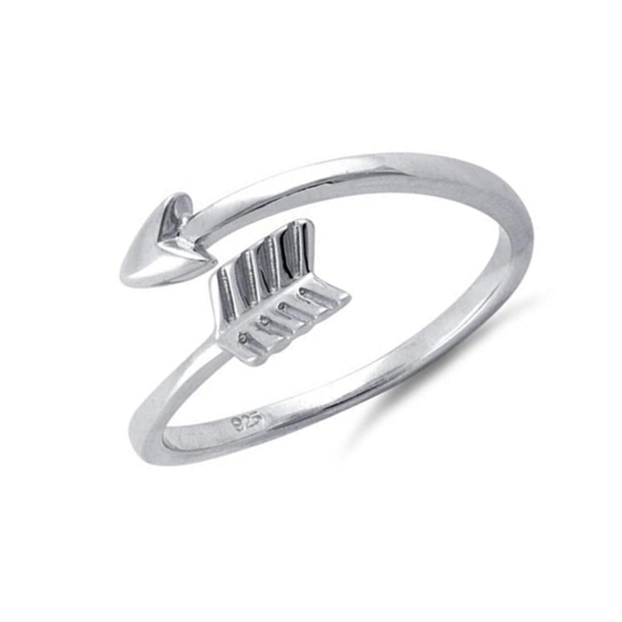 Open Arrow Symbolic Adjustable Ring - Sterling Silver