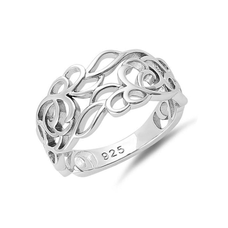 Floral Vine Cutout Ring - Sterling Silver