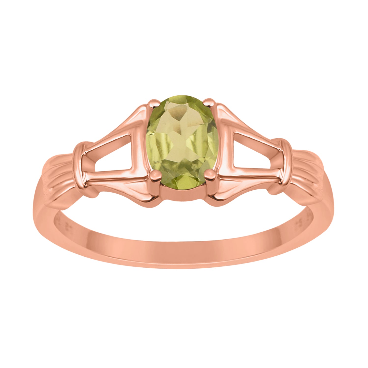 Peridot Solitaire Wedding Ring - Sterling Silver