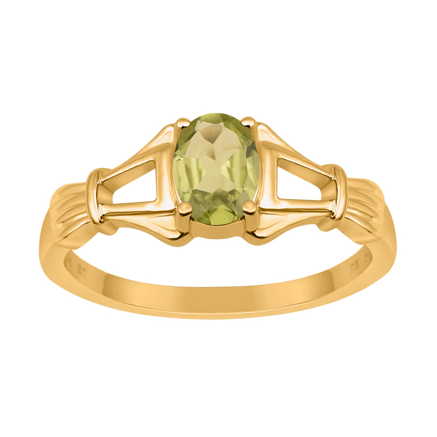 Peridot Solitaire Wedding Ring - Sterling Silver