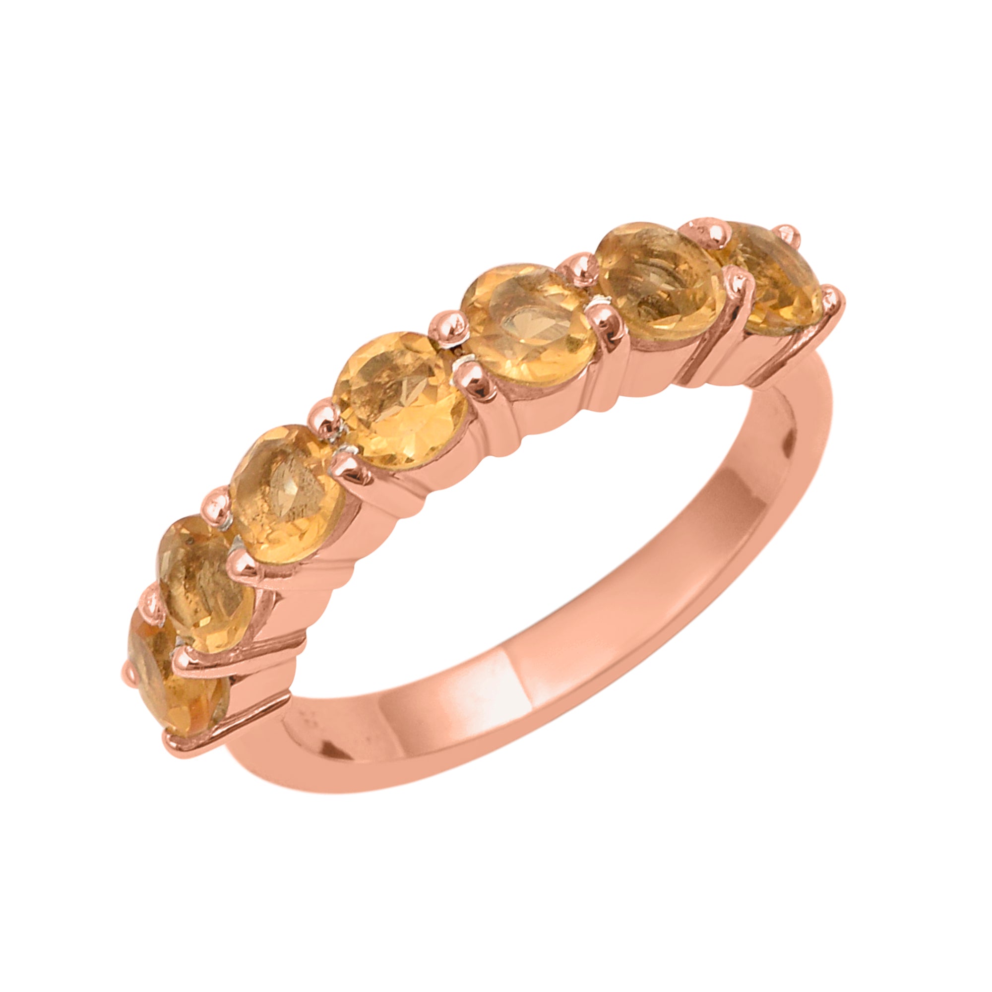 Citrine 7-Stone Round Half Eternity Ring-Sterling Silver