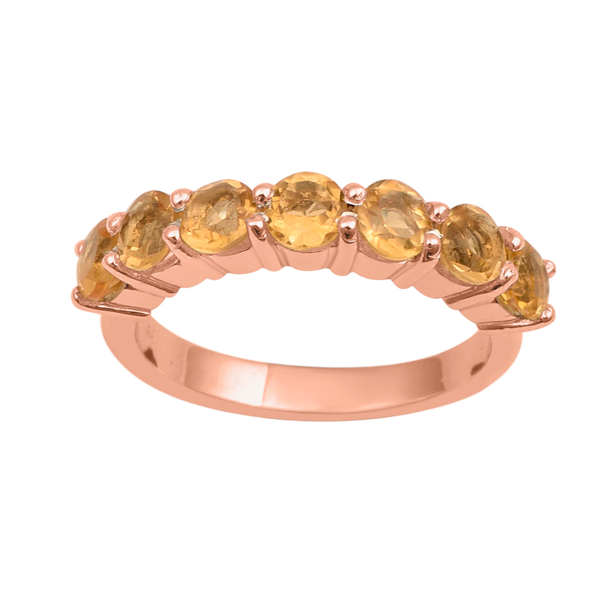 Citrine 7-Stone Round Half Eternity Ring-Sterling Silver