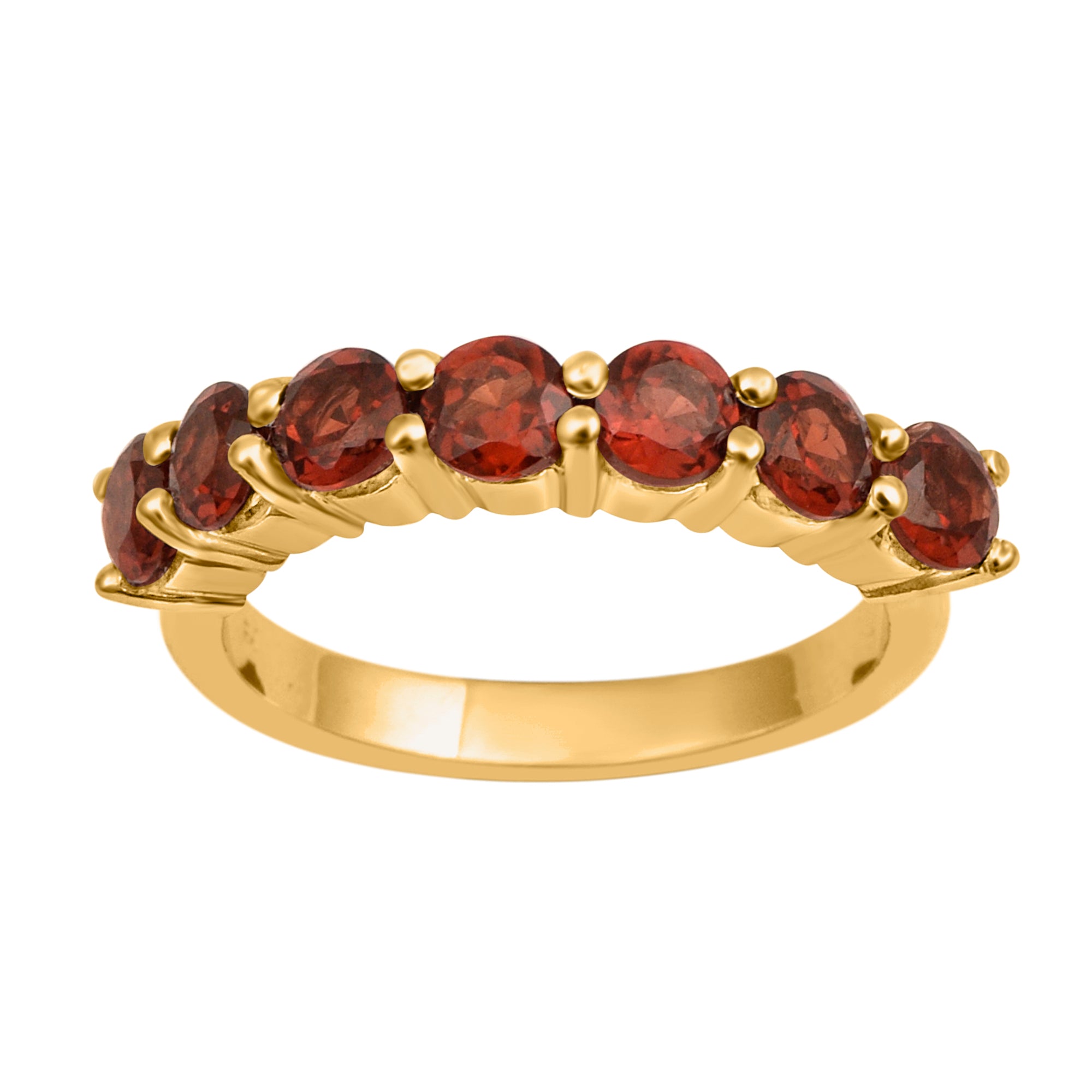 Garnet 7-Stone Round Half Eternity Ring-Sterling Silver